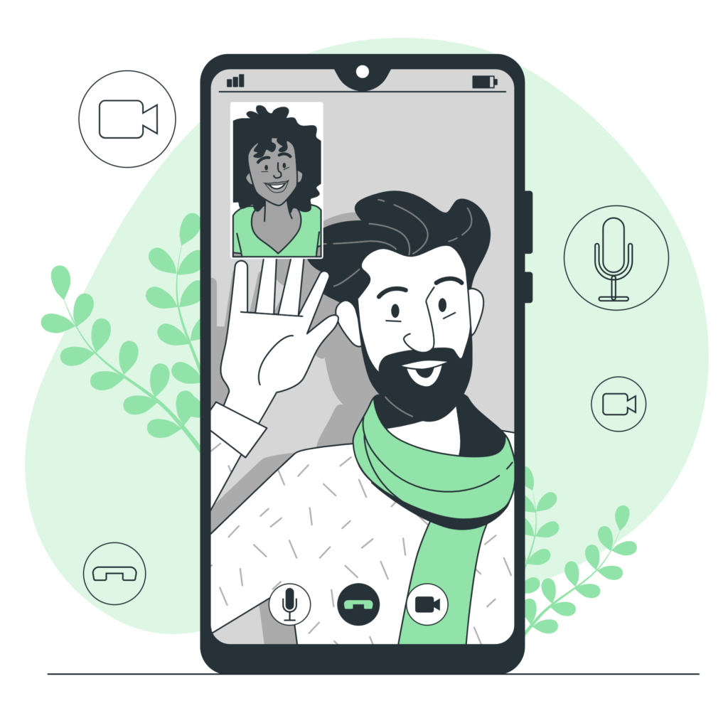 Two individuals having a video call over the phone 