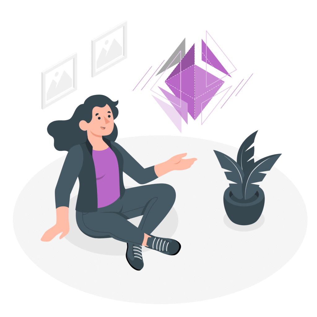 A woman ideating, solving a problem 