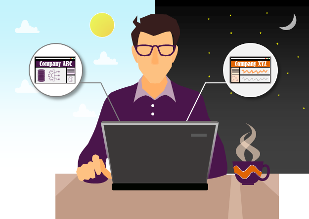 An individual moonlighting 