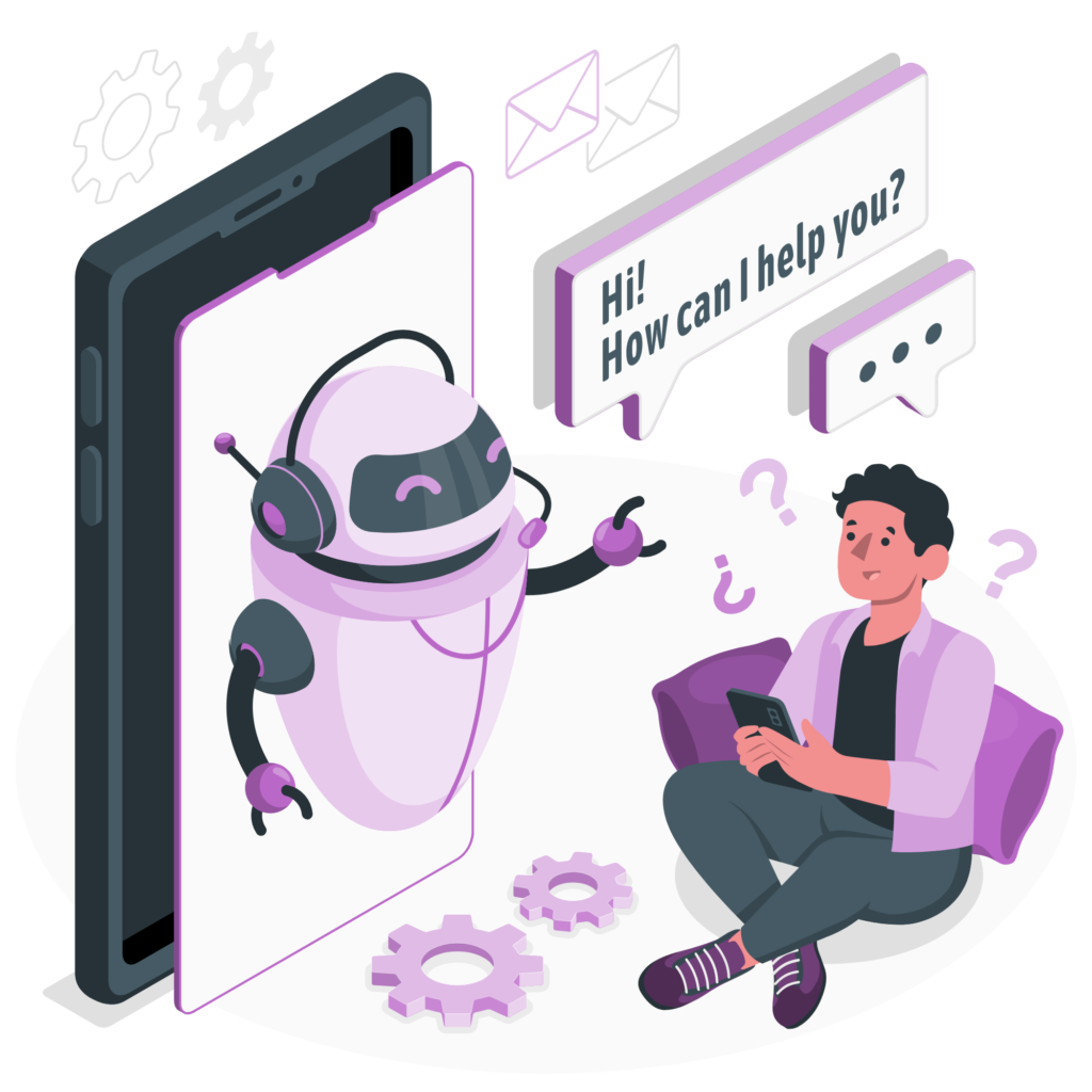 A user talking to the chatbot on his phone for help 