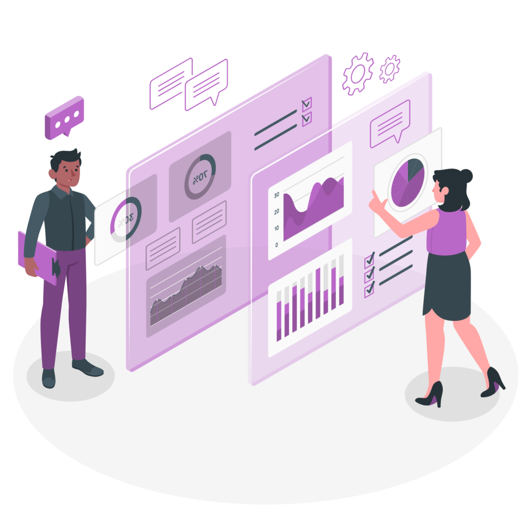 A team collaborating and analyzing data 