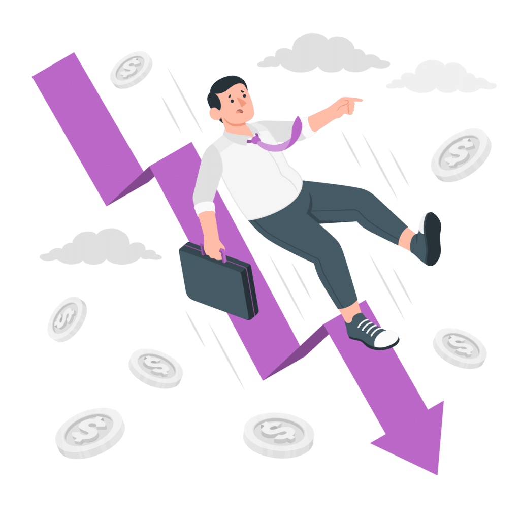 A user falling in a downward trajectory 