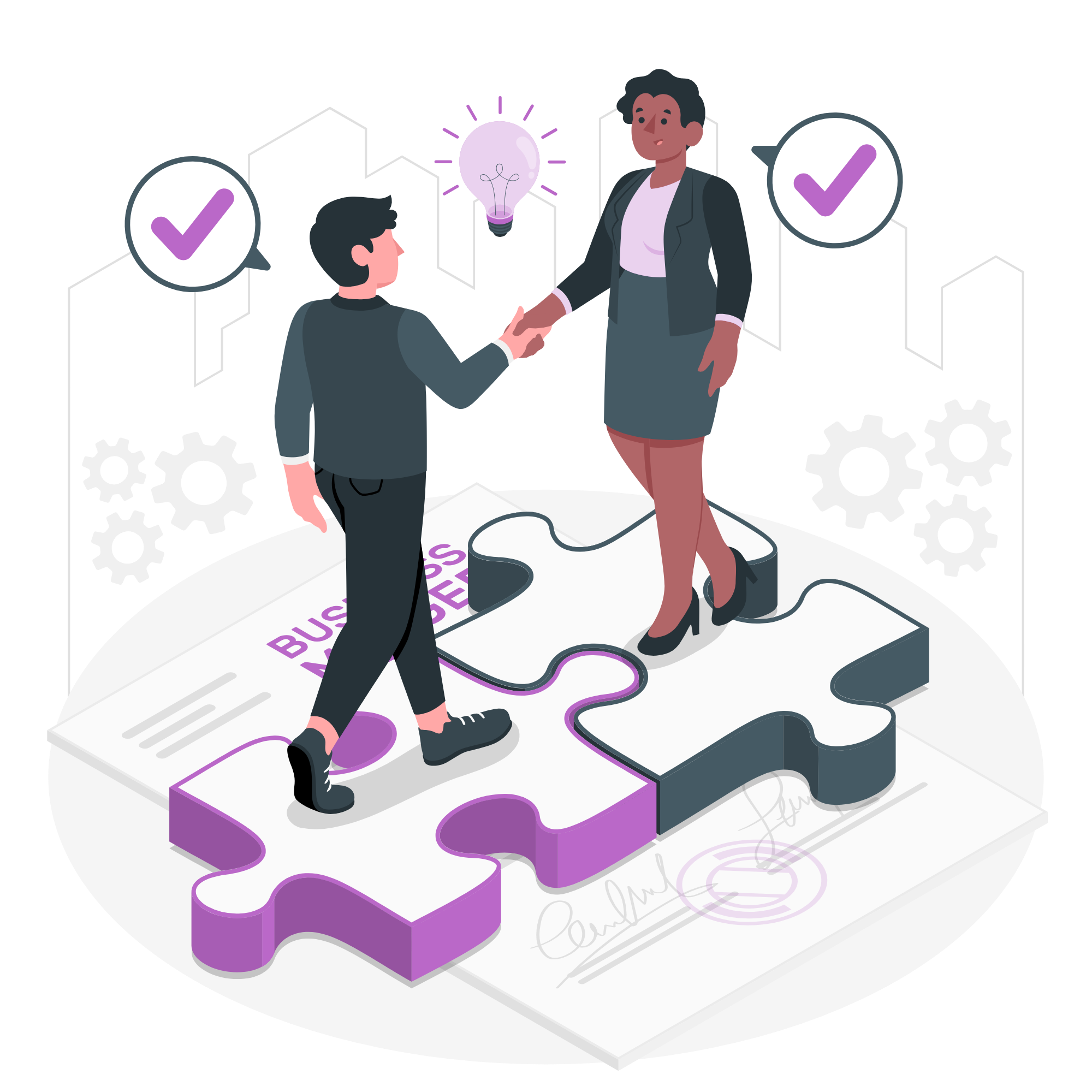 Two users shaking hands 