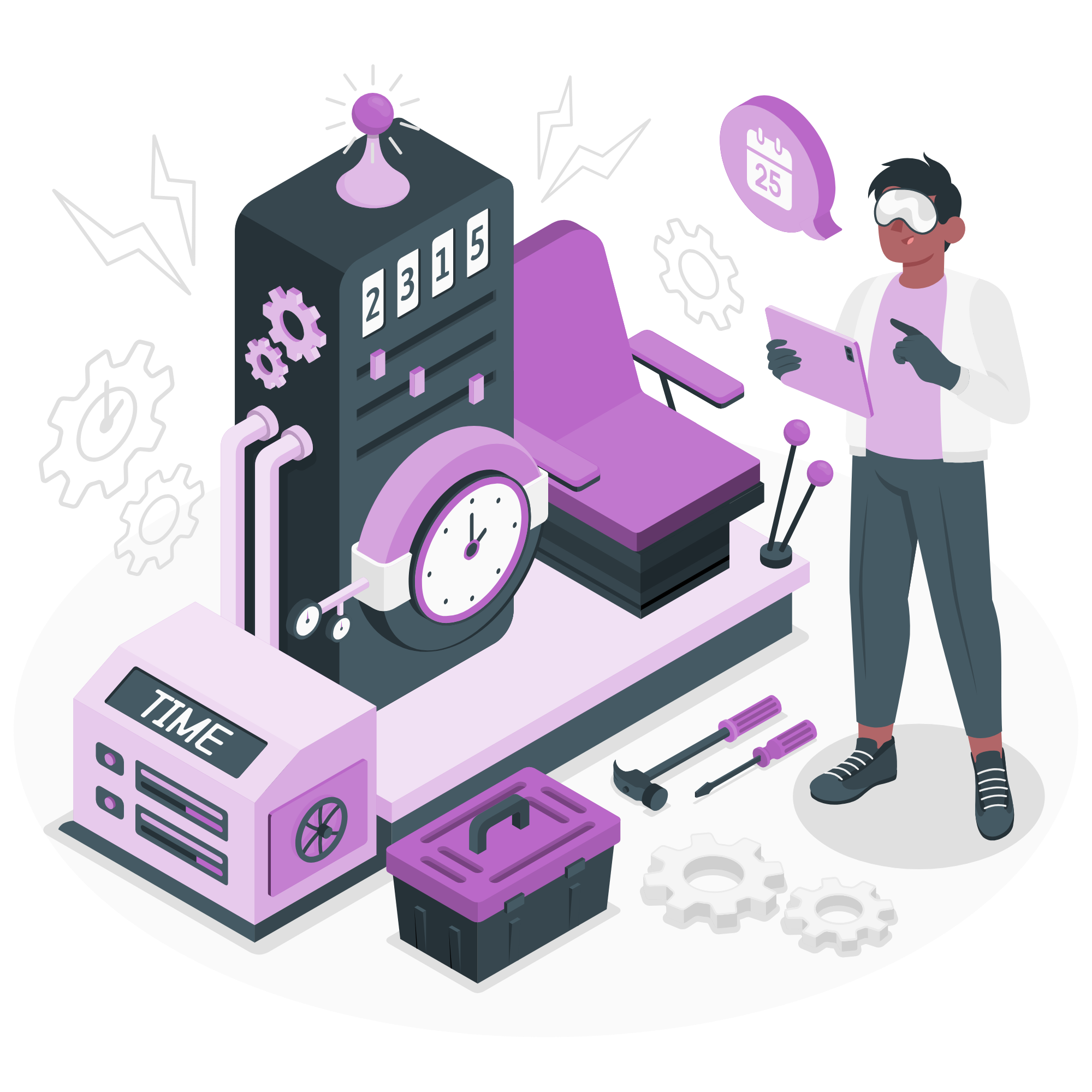 A user working on a machine to save time 